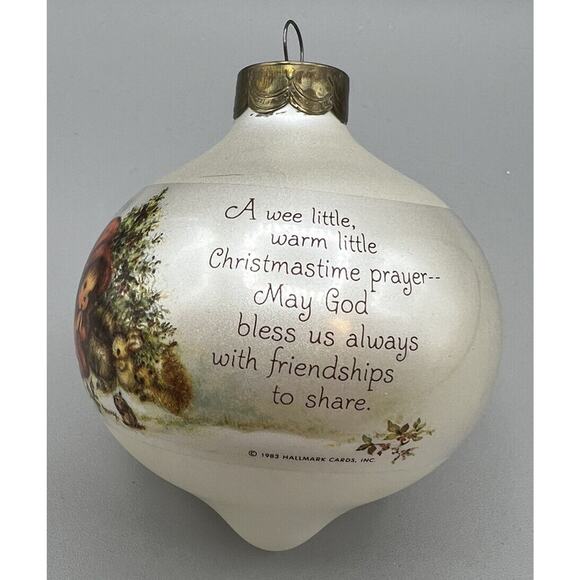 Hallmark Keepsake Ornament Christmas 1983 Child Praying Animals No Box Glass - Picture 2 of 5